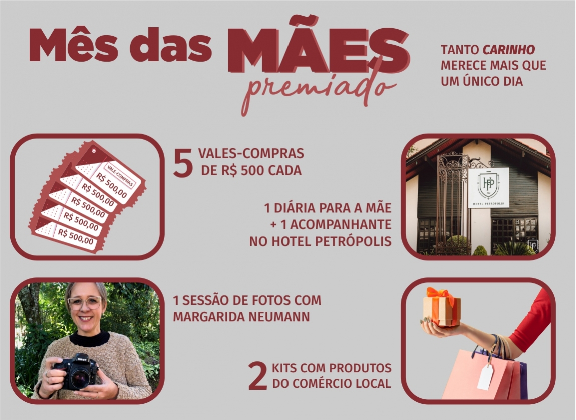 Promoo comercial Ms das premiado da ACINP sortear 09 prmios incrveis