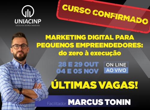 Foto-ltimas vagas para o curso MARKETING DIGITAL PARA PEQUENOS EMPREENDEDORES: do zero  execuo